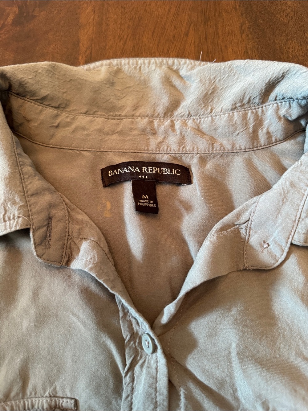Banana Republic Women's Button-Down Shirt in Grayish Green - Picture 2 of 11